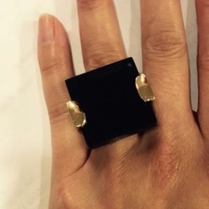 Cute cocktail black square ring